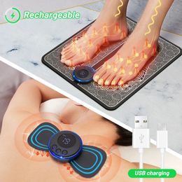 EMS Foot Massager Mat Tens Electric Feet Pad Massaje Plegado Reflexología Músculo Estimulación de la Música Dolor Relájate Relájate 240513