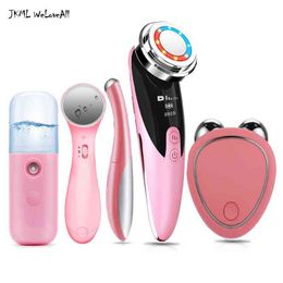 EMS LED Skin Trachering Verjongingsapparaat Radiofrequentie Ooghefmachine Gezichtsnek Slankere rolmassager Nano Spray 220505