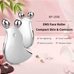 Ems Micro Current Face Lifting Instrumento Masajeador de ojos Compresa caliente Rolling Ball Lift Gua Sha Mandíbula Ejercitador 220513