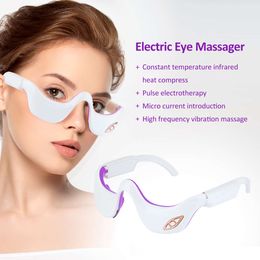 EMS Micro Current Pulse Eye Vibration Massageur Thérapie de chauffage Le dispositif de beauté des yeux soulage la fatigue des yeux s'estompe