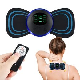 Mini masajeador de cuello EMS, masajeador de drenaje linfático, mini dispositivo portátil de masaje de espalda para cuello, hombros, espalda y cintura, control remoto