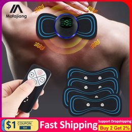 EMS Mini Neck Puls Massager Electric LCD Display Stretcher 8 Mode Cervicale Massage met 5 Patch Puls Muscle Stimulator Relief