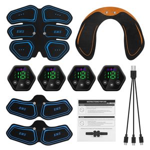 EMS Muscle Stimulator Abdominal Hip Trainer Toner USB Abs Fitness Training Home Gym Weight Loss Body Slimming LCD Display 220808