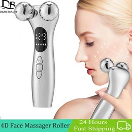 EMS Pulse Hals Gezicht Massager Roller 4D Lifting Machine Anti Aging Rimpel Verwijderen Donkere Kringen Oogzorg Beauty Tool 240312