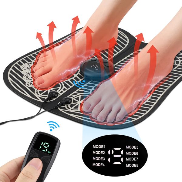 Masseur de pieds de physiothérapie par impulsion EMS pour soulager la douleur stimulateur musculaire électrique tapis de Massage coussin chauffant jambes Circulation sanguine 240111