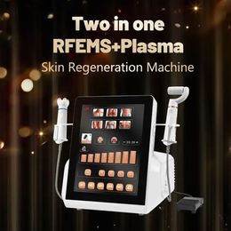 EMS RF Face Stimulation musculaire Plasma Skin soulevant la matrice Microhole Skin soulevant les rides dissipations Drainage lymphatique 2 Poigrés Instrument portable