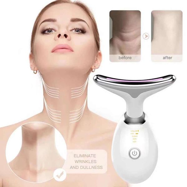 EMS RF lumière LED raffermissement du cou Anti-rides soin lifting du visage Massage outil de beauté thérapie photonique chauffage dispositif de maquillage du visage