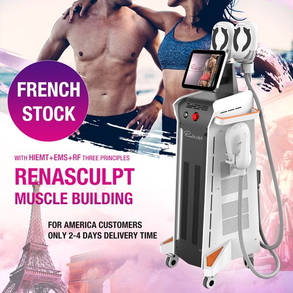 EMSLIM RF Machine Façonnant le stimulateur musculaire EMS 3 en 1 Electromagnétique Haute intensité EMT Équipement de beauté corporel 4 Handles fonctionnent ensemble