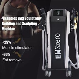Estimulador muscular EMSzero HIEMT Máquinas para adelgazar EMSLIM Sculpt 4 mangos con cojín RF Quema de grasa EMS Esculpir el cuerpo Slim HI-EMT Muscle Trainer Equipment