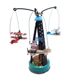 EMT FT2 Blik Retro Retro Wind-Up Playground Spinning Vliegtuigen, Clockwork Toy, Nostalgisch Ornament, Kid volwassen Kerstcadeau, Verzamelen, 2-2