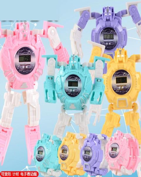 EMT QT5 enfants dessin animé Transformable Robot montre minuterie enfant jouet électronique montre-bracelet diverses couleurs noël anniversaire Gif2896172