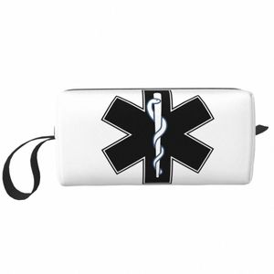 Emt Star Of Life Bolsa de aseo para mujer Maquillaje paramédico Organizador cosmético Señora Bolsas de almacenamiento de belleza Kit Dopp Caja Caja B8Hh #