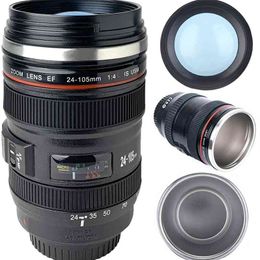 Emulatie Camera Mok Cup PO LEVEN Canon Thermische Mokken Camera Lens Cup Rvs Koffie Creatieve Lens Thee Mokken 210804