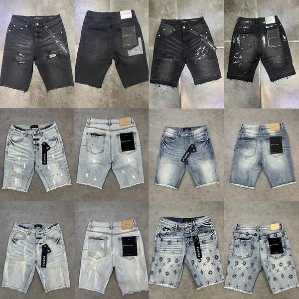 Pantanos cortos de mezclilla diseñador de jeans Jean Fashion Bikers desgarrados Denimes para mujeres Cargo para hombres Pantalones negros 323YO