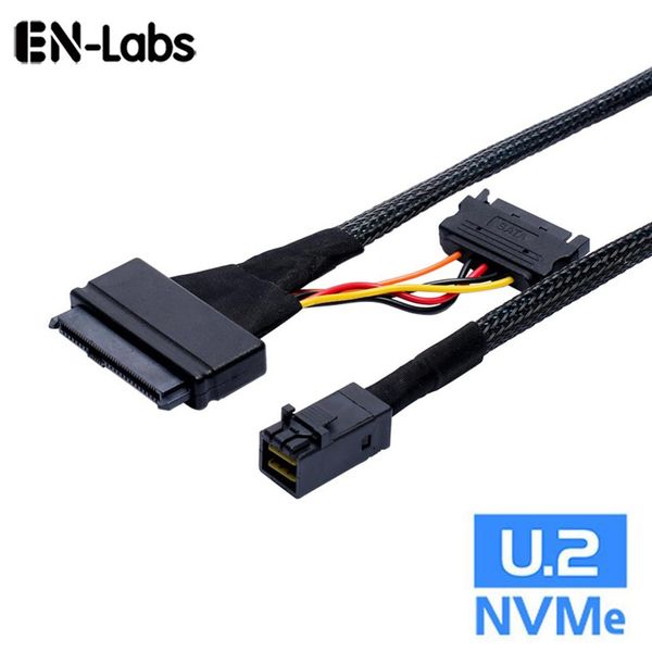 En-Labs interno HD Mini SAS SFF-8643 a U 2 SFF-8639 NVMe PCIe SSD Cable adaptador con alimentación SATA para Intel SSD 750 P3600 P3700209h