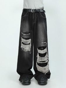 Jean's Jeans 2023 jeans perforés haut de gamme Mrnearly American pour les hommes avec un pantalon à pattes droit à pattes plus lâche et lâche J240507