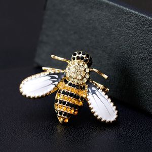 Émail abeille broche broche or cristal costume d'affaires hauts corsage strass broches pour femmes hommes cadeau bijoux de mode