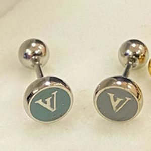 Esmalte EarDrop 18K Oro Marca Diseñador Studs Pendientes Carta Mujeres clásicas Incrustación Pendiente de diamante Titanio Acero Boda Fiesta Joyería