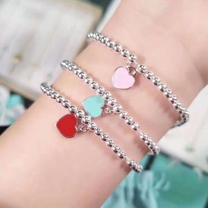 Émail coeur mode tempérament amour coeur bleu Sier Tanabata perles Bracelet Bracelet de créateur