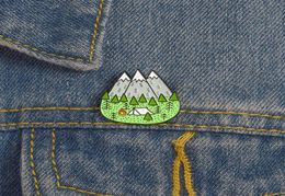 Émail trois doigts Snow Peak Brooches alliage montagne commémrative épingles extérieures pour femmes hommes cowboy badge sac à dos broche Accesso9184069