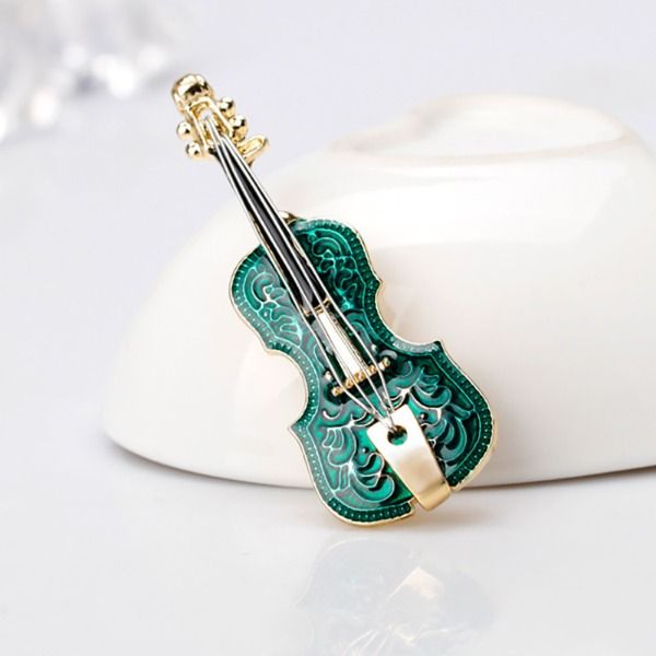 Broche de violon en émail en forme de guitare, broches en strass, broches de Corsage, vêtements de cérémonie, bijoux à la mode pour femmes