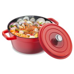 Geëmailleerde gegoten aluminium Nederlandse oven 4.7 liter anti -aanbak stoofpot Pot Casserole Dish Email Coating Kookgerei voor alle warmtebron 9,5 "