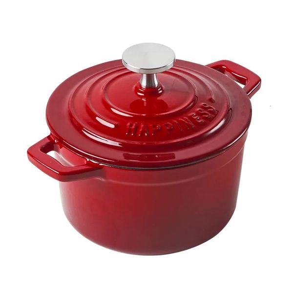 Mini horno holandés de hierro fundido esmaltado de 1,5 cuartos para cocinar hornear pan, olla de hierro fundido, cazuela, olla de leche pesada, olla para guisar de cocina 240327