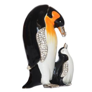 Geëmailleerde Pewter Crystal Bejeweled Trinket Sieraden Doos Pinguïn w Baby Nautische Decoratie Nieuwigheid Gifts254u