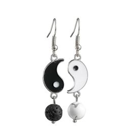 Geëmailleerde yin yang tai chi charme oorrel hot verkopen natuursteen oorbellen voor groothandel
