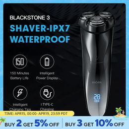 Enchen Electric Shaver 3D Blackstone 3 IPX7 Waterdicht scheermes nat en droog Dual Use Face Beard Battery Digital Display for Men 240423