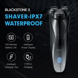 Enchen Electric Shaver 3D Blackstone 3 IPX7 Waterdicht scheermes nat en droog Dual Use Face Beard Battery Digital Display for Men 240522