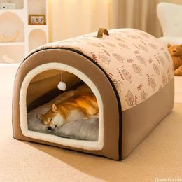 Casa para perros cerrada, perrera, cueva para gatos de invierno cálida, cama para dormir suave y acogedora para perros pequeños, medianos, gatos, nido para cachorros, cesta, suministros 240103