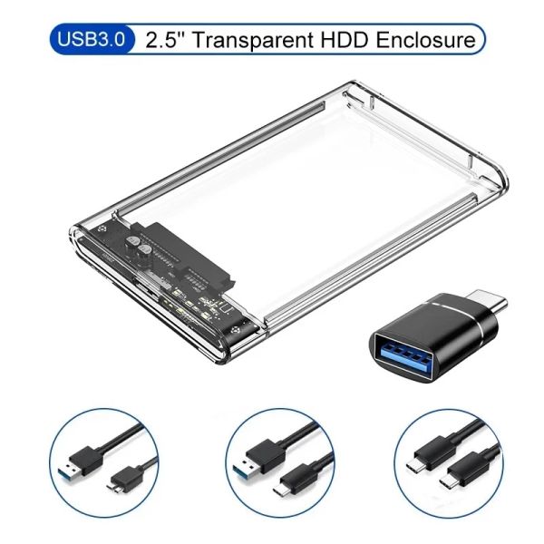 Recinto 2.5 pulgadas Cinete de disco duro externo USB 3.0/Tipo C a SATA III Caja de disco duro Toolfree SSD HDD Cinete para Windows