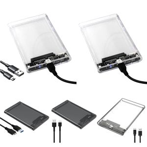 Recinto 2.5 pulgadas Cinete de disco duro Transparente HDD SSD Cinete USB 2.0 USB 3.0 Caja de accionamiento de disco duro externo SATA para tableta de computadora portátil