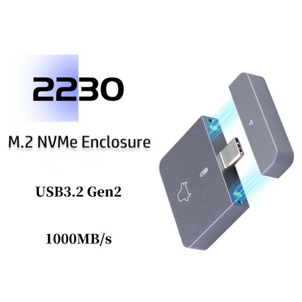 Enceinte 2230 m.2 boîtier NVME ENCOLOIRE NVME à USB C Adaptateur M.2 Box 10 Gbit