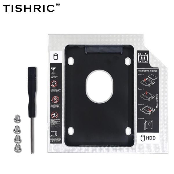 Cinebro 5pcs Tishric Optibay Universal 2nd SSD HDD Caddy 9.5 12.7 mm SATA 3.0 Caja de recinto de caja de disco duro SATA 3.5 para DVDROM para computadora portátil