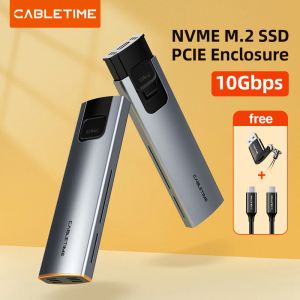 Enclosure Cabletime SSD Case M.2 NVME SATA Double protocole Case Boîtier USB 3.1 GEN 2 10 Gbps 2TB PCIE externe NGFF Type C SSD Box C436