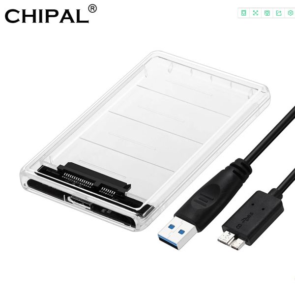 Enceinte Chipal 5 Gops 2,5 '' cas de disque dur transparent SATA 3.0 à USB 3.0 Disque dur externe Disque SSD Boîte de boîtier