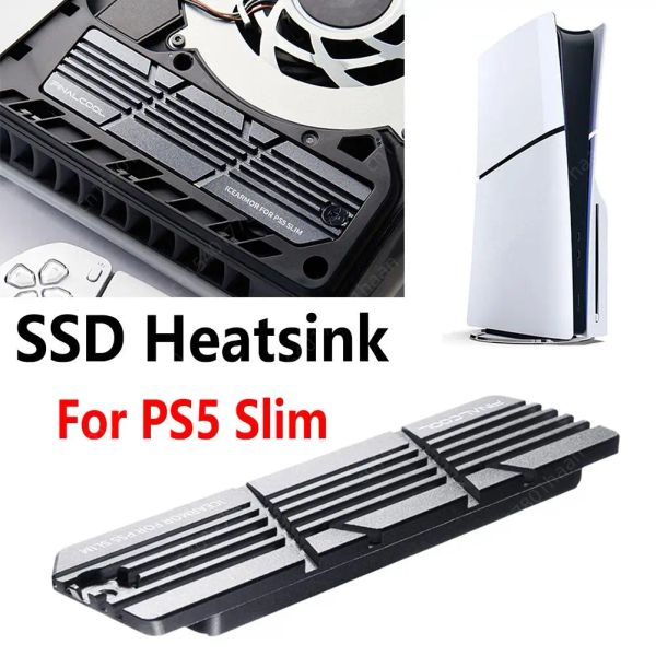 Enceinte pour PS5 Slim M.2 SSD TIOR TIAU NVME 2280 Radiateur de refroidissement thermique en aluminium à l'état solide avec coussin de refroidissement thermique pour le bureau