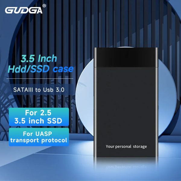 Enceinte Gudga HDD Case de 3,5 pouces SATA III à USB 3.0 HD externe SSD Boîte de disque dur 2.5 Disque dur pour ordinateur portable 10TB HDD