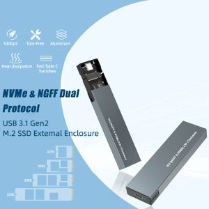 Enclosure GUDGA SSD CAS DOUBLE Protocole M2 NVME CAS USB C GEN2 10 Gbps PCIE SSD BOX M.2 SATA NGFF 5GBPS Adaptateur externe pour 2242/2260/2280