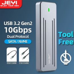 Behuizing Jeyi M.2 NVME NGFF Aluminium ToolFree SSD -behuizing, USB3.2 Gen2 Magnetische harde schijfkoffer voor M.2 PCIE NVME SSD 2280/60/42/30