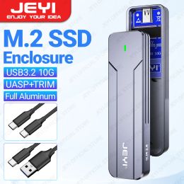 Enceinte Jeyi M.2 NVME SATA SSD Enclos, USB 3,2 GEN 2 10 Gbit / s ou 6Gbps Ngff Mkey Bkey Aluminium externe M.2 TRIP DU CASE CAS