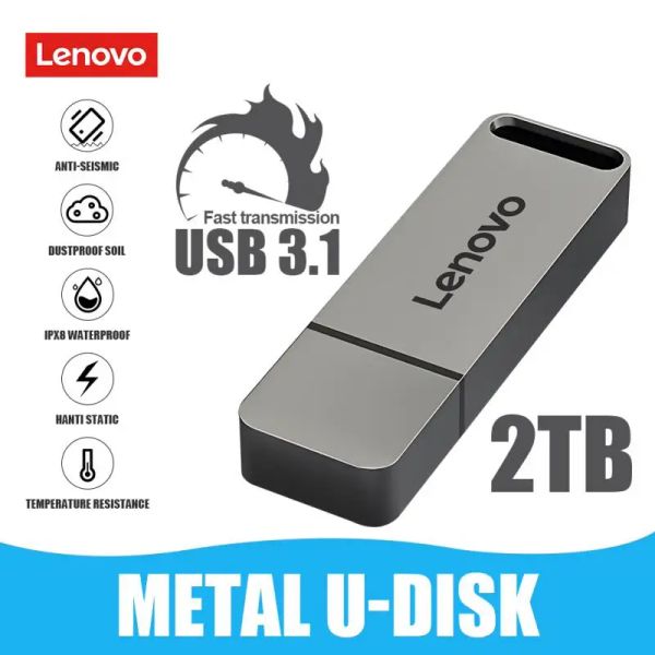 Enceinte Lenovo Lenovo USB Drive flash à haute vitesse USB 3.0 PEN DRACK 2TB 1TB 512 Go USB Stick Pendrive Typec 2TB Disque flash pour Android PC / Car / TV