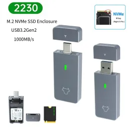 Enceinte M.2 NVME 2230 SSD ENCLORIE ADAPTATEUR DE CAS SSD M.2 M CLÉ DE DISQUE DU DIST EXTERNE USB3.2 GEN2 USB TYPEC MB Clé pour M2 2230 JMS583
