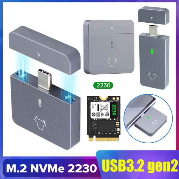 Enceinte M.2 NVME 2230 SSD Enclosure USB C Adaptateur USB3.2 Boîte de cas externe Gen2 pour M2 2230 NVME SN740 / SN530 520 / PM991A / BG4 / BC711