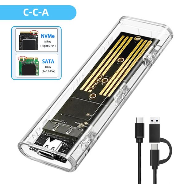 Cubro M.2 NVME NGFF Caso SSD externo USB Tipo C Caso de disco duro 10Gbps PCIe Solid State Drive Acture NGFF SATA para la computadora portátil de tableta