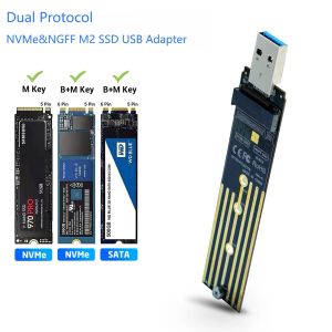 Behuizing M.2 NVME USB -adapter Dual Protocol NVME SATA M2 SSD Board USB3.1 10GBPS USB A Adapter Converter voor M2 2230 2242 2242 2260 2280 SSD