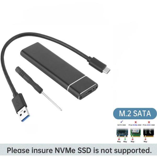 Enceinte m.2 Cas SSD à disque dur SSD Portable Type C USB 3,1 M2 SATA NGFF 2242/2260/2280 B