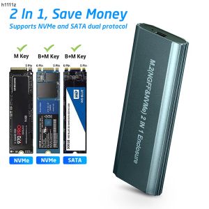 Enceinte M2 Enclos de boîtier SSD NVME SATA Double protocole M.2 Adaptateur SSD de type C 3.1 USB pour NVME PCIE NGFF M2 SATA SSD DISK BOX RTL9210B